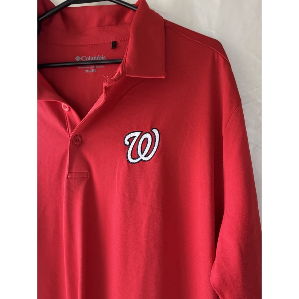 Washington Nationals Men's Red Polo Shirt Size Columbia‎ 2XL Golf - Picture 2 of 5